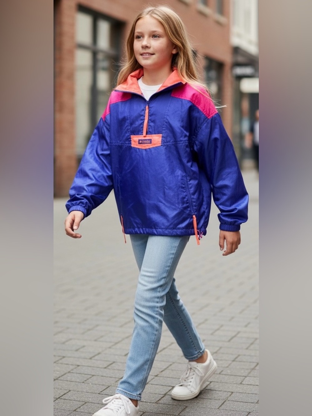 Vintage Columbia Sportswear Bright Neon Cropped Windbreaker Youth Large